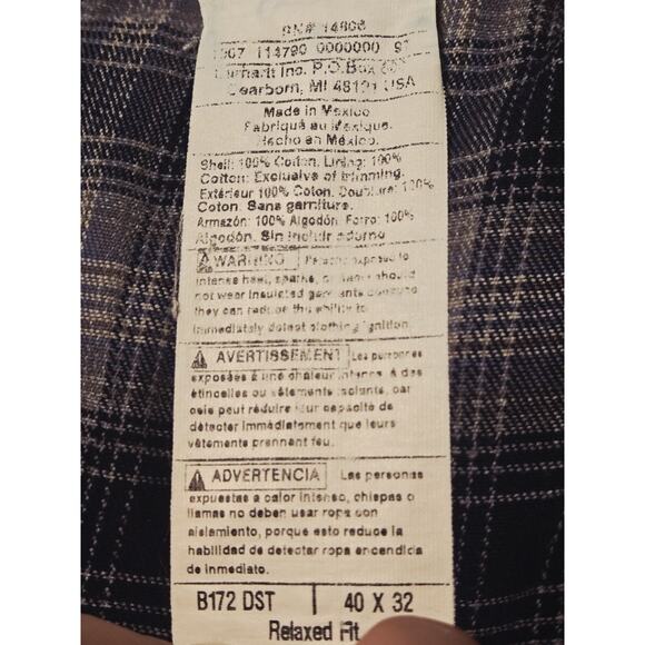 CARHARTT Relaxed Fit Flannel Lined Workwear Carpenter Denim Wash Sz 40×32 Work - Picture 5 of 9